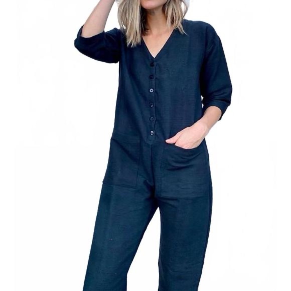 Happy French Gang Women's Black Textured Jumpsuit, Brand New, size M/L